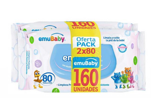 Emubaby Toallas Humedas Pack Con Tapa 2x80 un