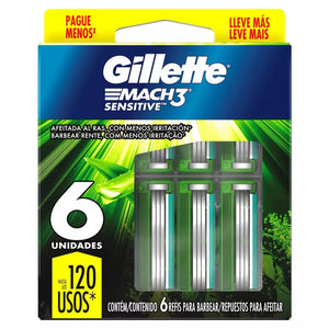 Gillette Repuestos Mach 3 Sensitive 6 un