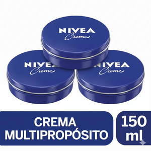Nivea Pack 3 Crema Multipropósito Lata Azul (150ml c/u) - Hidratación Universal y Protección Intensiva