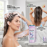 Elvive Pack 3 Shampoo Hialurónico Pure (370ml c/u) - Raíces Purificadas y Puntas Hidratadas 72h