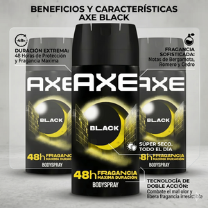Axe Pack 3 Desodorante Body Spray Black (150ml c/u) - Elegancia Sutil y Protección 48h