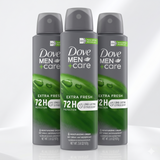 Dove Men+Care Pack 3 Desodorante Spray Extra Fresh (150ml c/u) - Frescura Vigorizante y Protección 72h