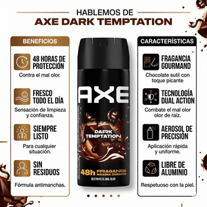 Axe Pack 3 Desodorante Body Spray Dark Temptation (150ml c/u) - Aroma Irresistible y Protección 48h