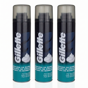 Gillette Pack 3 Espuma de Afeitar Pieles Sensibles (200ml c/u) - Afeitado Suave y Protección Anti-Irritación