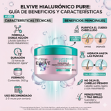 Elvive Pack 3 Mascarilla de Tratamiento Hialurónico Pure (300g c/u) - Hidratación Profunda y Ligereza 72h
