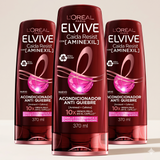 Elvive Pack 3 Acondicionador Anticaída Aminexil (370ml c/u) - Desenredo Anti-Quiebre y Fuerza Extrema
