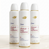 Dove Pack 3 Desodorante Clinical Spray Tono Uniforme (150ml c/u) - Máxima Protección y Recuperación del Tono Natural