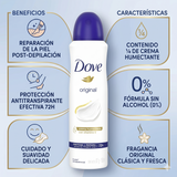 Dove Pack 3 Desodorante Spray Mujer Original (150ml c/u) - Protección Clásica y Axilas Más Suaves
