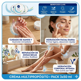 Nivea Pack 3 Crema Soft Rostro y Cuello (50ml c/u) - Hidratación Profunda y Rápida Absorción