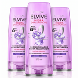 Elvive Pack 3 Acondicionador Hidra Hialurónico (370ml c/u) - Desenredo Ligero e Hidratación 72h