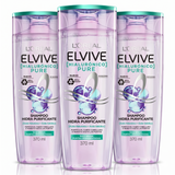 Elvive Pack 3 Shampoo Hialurónico Pure (370ml c/u) - Raíces Purificadas y Puntas Hidratadas 72h