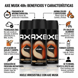 Axe Pack 3 Desodorante Body Spray Musk (150ml c/u) - Atracción Clásica y Protección 48h