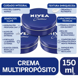 Nivea Pack 3 Crema Multipropósito Lata Azul (150ml c/u) - Hidratación Universal y Protección Intensiva