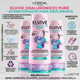 Elvive Pack 3 Acondicionador Hialurónico Pure (370ml c/u) - Hidratación Ligera y Desenredo Perfecto
