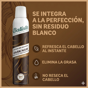 Pack 3 Unidades Shampoo en Seco Batiste Dark Hair (200ml c/u) - Especial para Cabellos Oscuros y Castaños