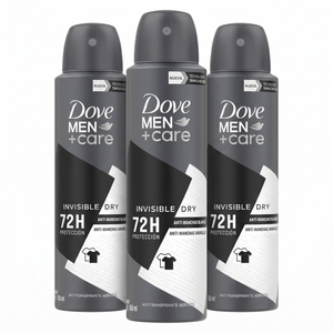 Dove Men+Care Pack 3 Desodorante Spray Invisible Dry (150ml c/u) - Protección Antimanchas y Cuidado Total