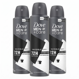 Dove Men+Care Pack 3 Desodorante Spray Invisible Dry (150ml c/u) - Protección Antimanchas y Cuidado Total