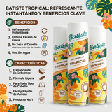 Pack 3 Unidades Shampoo en Seco Batiste Tropical (200ml c/u) - Frescura y Aroma Exótico al Instante