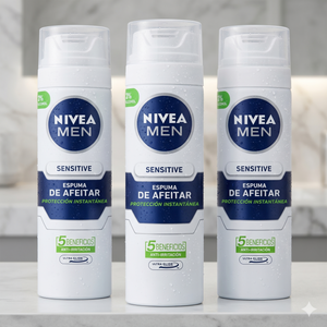 Pack 3 Unidades Espuma de Afeitar Nivea Men Sensitive (200ml c/u) - Protección y Cero Irritación