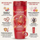 Elvive Pack 3 Shampoo Color Vive (370ml c/u) - Protección de Color con Filtro UV y Brillo Intenso
