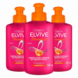 Elvive Pack 3 Crema para Peinar Dream Liso (300ml c/u) - Bloqueo de Humedad y Liso Sin Frizz 72h