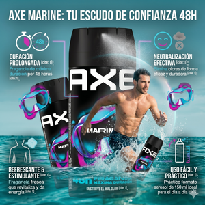 Axe Pack 3 Desodorante Body Spray Marine (150ml c/u) - Frescura Oceánica y Protección 48h