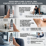 Dove Men+Care Pack 3 Desodorante Clinical Spray (150ml c/u) - Máxima Protección y Tecnología Anti-Irritación