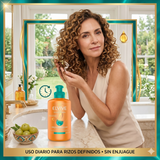 Elvive Pack 3 Crema para Peinar Óleo Extraordinario Rizos (300ml c/u) - Definición Elástica y Control Frizz