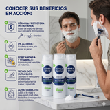 Pack 3 Unidades Espuma de Afeitar Nivea Men Sensitive (200ml c/u) - Protección y Cero Irritación
