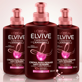 Elvive Pack 3 Crema para Peinar Anticaída Aminexil (300ml c/u) - Escudo Anti-Quiebre y Desenredo Fácil