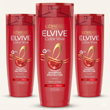 Elvive Pack 3 Shampoo Color Vive (370ml c/u) - Protección de Color con Filtro UV y Brillo Intenso