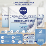 Nivea Pack 3 Crema Facial Hidratante Día FPS 15 (50ml c/u) - Frescura, Equilibrio y Protección Solar