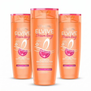 Elvive Pack 3 Shampoo Dream Long Reconstructor (370ml c/u) - Repara Largos y Sella Puntas Abiertas