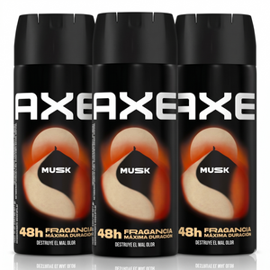 Axe Pack 3 Desodorante Body Spray Musk (150ml c/u) - Atracción Clásica y Protección 48h