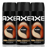 Axe Pack 3 Desodorante Body Spray Musk (150ml c/u) - Atracción Clásica y Protección 48h