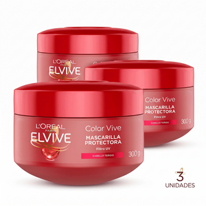 Elvive Pack 3 Mascarilla de Tratamiento Color Vive (300g c/u) - Nutrición Intensiva y Protección de Color UV