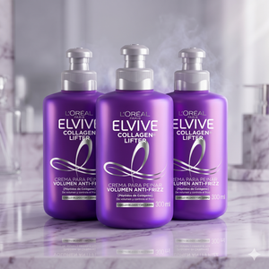 Elvive Pack 3 Crema para Peinar Colágeno Lifter (300ml c/u) - Volumen XL y Desenredo sin Pesadez