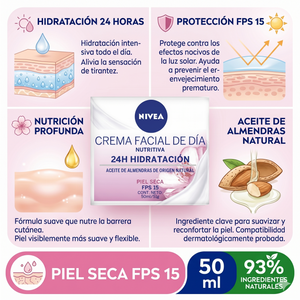 Nivea Pack 3 Crema Facial Día Piel Seca FPS 15 (50ml c/u) - Hidratación Profunda y Protección Solar