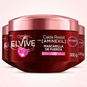 Elvive Pack 3 Mascarilla de Tratamiento Anticaída Aminexil (300g c/u) - Fuerza Extrema y Acción Anti-Quiebre