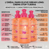 Elvive Pack 3 Crema para Peinar Dream Long (300ml c/u) - Sella Puntas y Protección Térmica