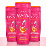 Elvive Pack 3 Shampoo Dream Liso (370ml c/u) - Liso Efecto Keratina y Control Antifrizz 72h