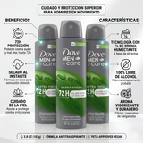Dove Men+Care Pack 3 Desodorante Spray Extra Fresh (150ml c/u) - Frescura Vigorizante y Protección 72h