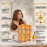 Elvive Pack 3 Shampoo Óleo Extraordinario Nutrición (370ml c/u) - Nutrición Profunda y Brillo Infinito