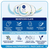 Nivea Pack 3 Crema Soft Rostro y Cuello (50ml c/u) - Hidratación Profunda y Rápida Absorción