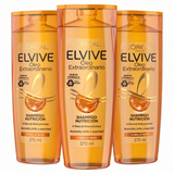 Elvive Pack 3 Shampoo Óleo Extraordinario Nutrición (370ml c/u) - Nutrición Profunda y Brillo Infinito