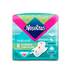 Nosotras Toalla Natural Normal Tela Suave x8