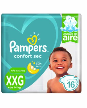 Pampers Pañales Confort Sec Talla XXG 16 un