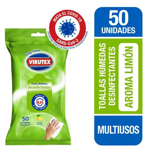 Virutex Toallas Desinfectantes Limon 50u