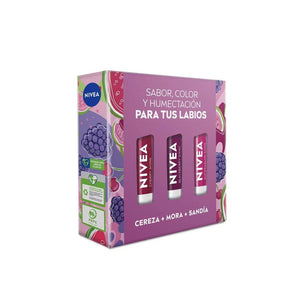 Nivea Tripack Labial Balm Cereza-Mora-Sandia