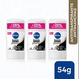 Nivea Pack 3 Desodorante en Barra Mujer B&W Invisible Clear (54g c/u) - Cuidado Textil y Secado Rápido 48h